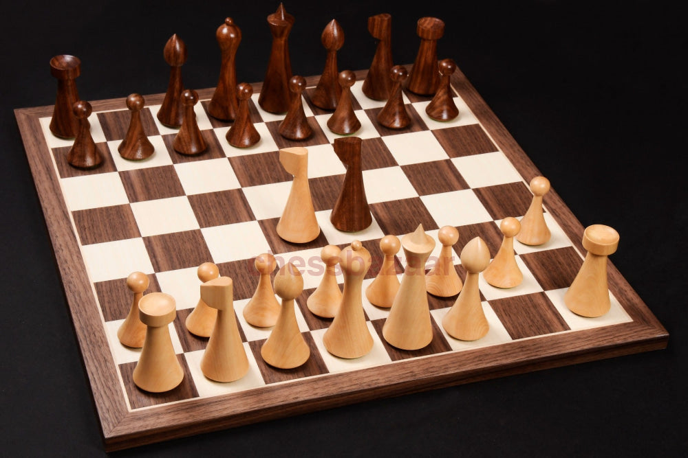 Moderne Schachfiguren:  Minimalist Hermann Ohme Gewichtete (Mitte Des Jahrhunderts) Handarbeit Aus