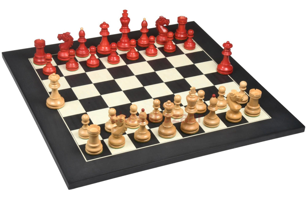 Reproduzierte 1950 Bohemia Vintage Staunton Schachfiguren Aus Rot Gebeiztem Buchsbaumholz Mit