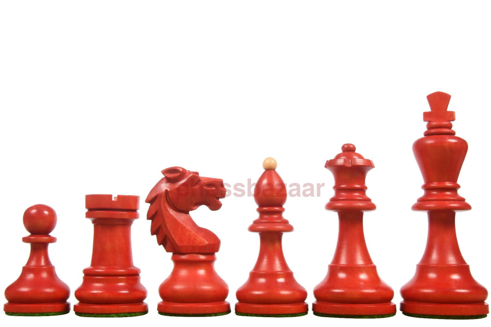 Reproduzierte 1950 Bohemia Vintage Staunton Schachfiguren aus rot gebeiztem Buchsbaumholz mit deutschen Springern : KH 100