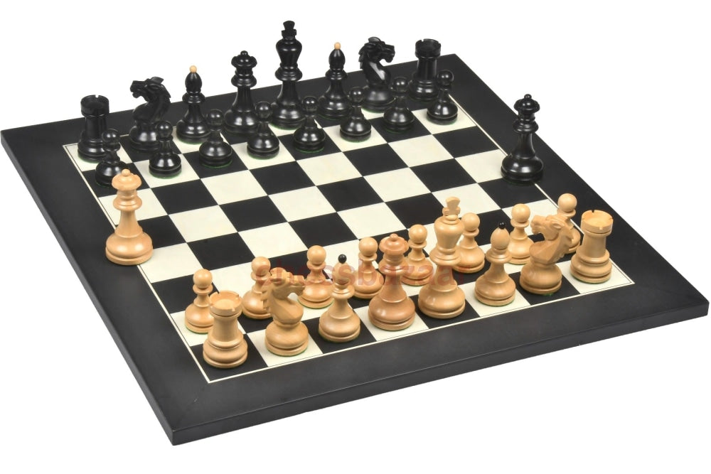 Reproduzierte 1950 Bohemia Vintage Staunton Schachfiguren Aus Schwarz Gebeiztem Buchsbaumholz Mit