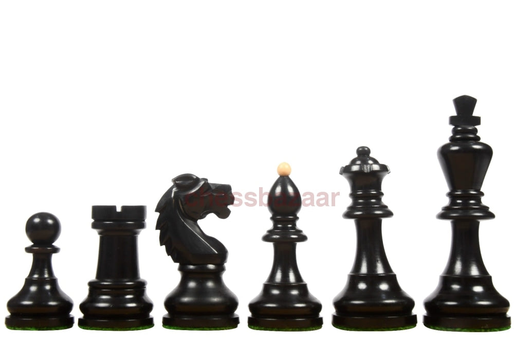 Reproduzierte 1950 Bohemia Vintage Staunton Schachfiguren aus schwarz gebeiztem Buchsbaumholz mit deutschen Springern : KH 100 mm
