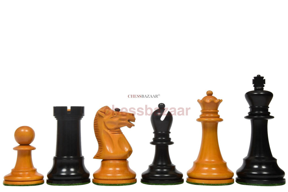 Reproduzierte antike Schachfiguren von Richard Whitty mit King-Seitenprägung aus Ebenholz / antikem Buchsbaumholz – 3,75 Zoll King