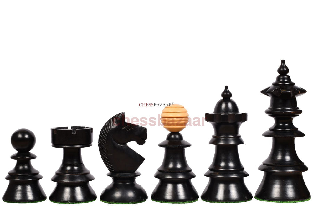 Reproduzierte Antikschachfiguren – Vintage Schachfiguren Kaffeehaus- Alt Wiener-Stil – gewichtete eingefärbten Biedermeier Schachfiguren aus Buchsbaumholz-König 107mm