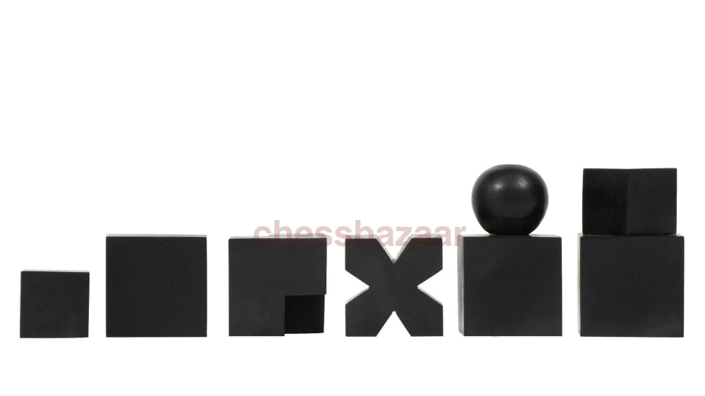 Reproduzierte Bauhaus Schachfiguren Von 1924 In Abstraktem Geometrischem Design Aus Ebonisiertem