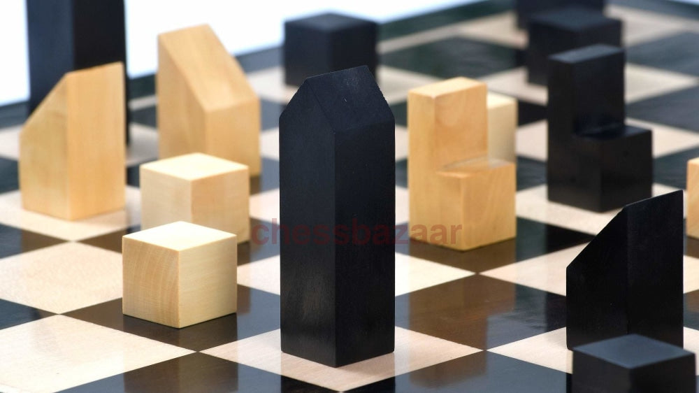 Reproduzierte Minimalistische Lanier Graham Schachfiguren Von 1966 Aus Ebonisiertem Buchsbaumholz