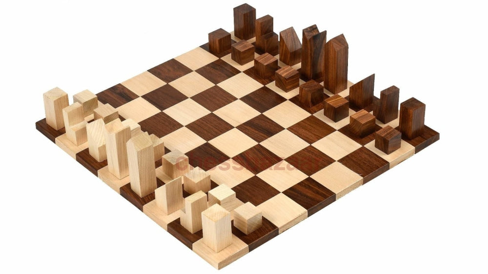 Reproduzierte Minimalistische Lanier Graham Schachfiguren Von 1966 Aus Sheeshamholz Und