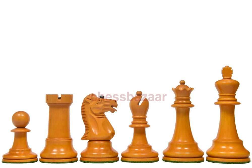 Reproduzierte Richard Witty Staunton Schachfiguren - mit prächtiger Prägung auf der Seite des Königs aus Ebenholz und veraltetem Buchsbaumholz – KH 95,5 mm
