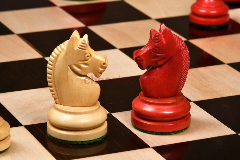Reproduzierte Vintage 1930 Deutscher Knubbel Schachfiguren Aus Natur Kh 74 Mm (Blutrot - Purpurrot