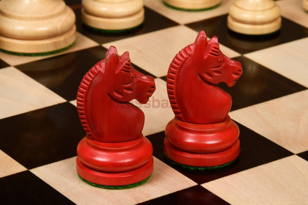 Reproduzierte Vintage 1930 Deutscher Knubbel Schachfiguren Aus Natur Kh 74 Mm (Blutrot - Purpurrot