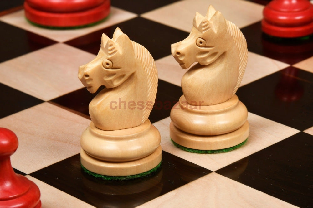 Reproduzierte Vintage 1930 Deutscher Knubbel Schachfiguren Aus Natur Kh 74 Mm (Blutrot - Purpurrot