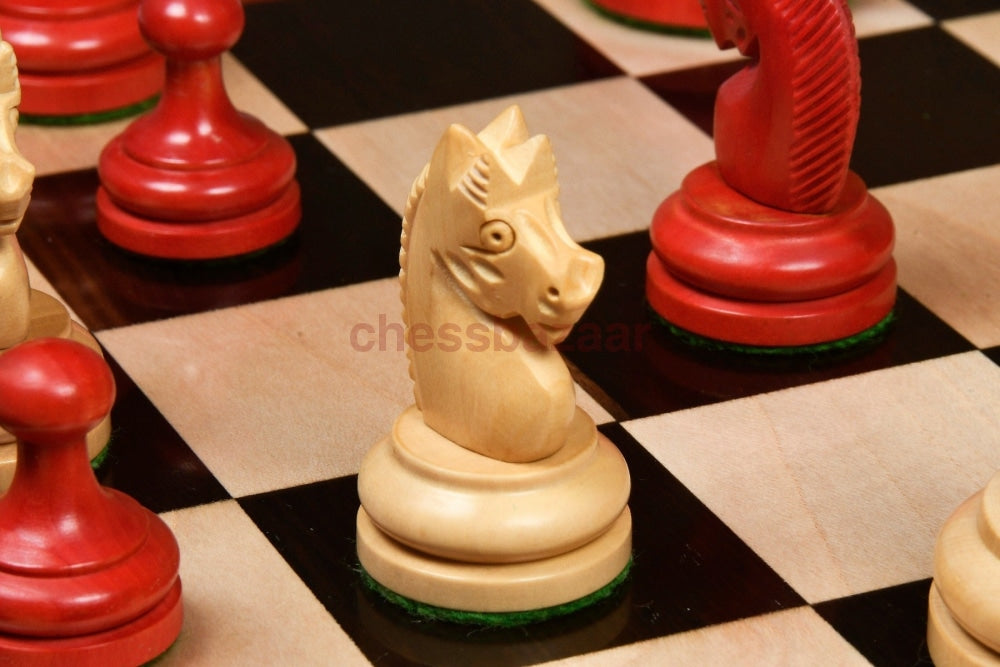 Reproduzierte Vintage 1930 Deutscher Knubbel Schachfiguren Aus Natur Kh 74 Mm (Blutrot - Purpurrot