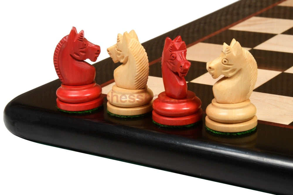 Reproduzierte Vintage 1930 Deutscher Knubbel Schachfiguren Aus Natur Kh 74 Mm (Blutrot - Purpurrot