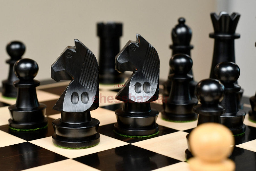 Schachmeisterschaft Staunton Schachfiguren Aus Schwarz Gefärbtem Buchsbaumholz Und Natur – Kh 95 Mm