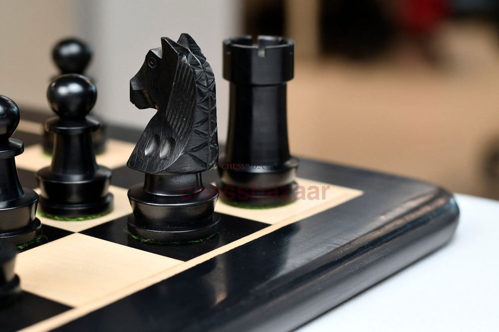 Schachmeisterschaft Staunton Schachfiguren Aus Schwarz Gefärbtem Buchsbaumholz Und Natur – Kh 95 Mm
