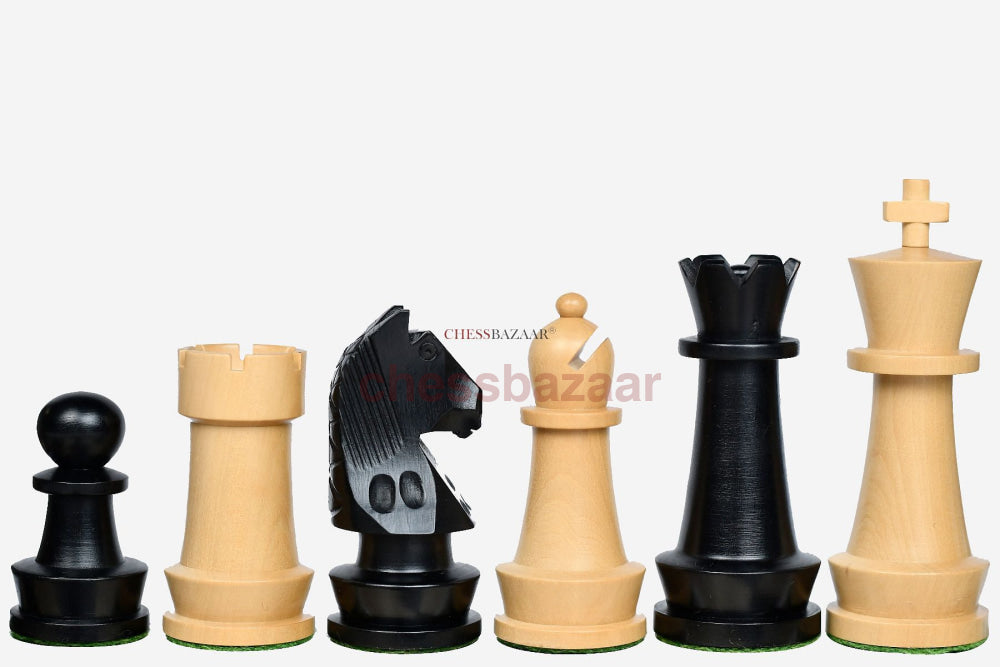 Schachmeisterschaft Staunton Schachfiguren aus schwarz gefärbtem Buchsbaumholz und Natur – KH 95 mm