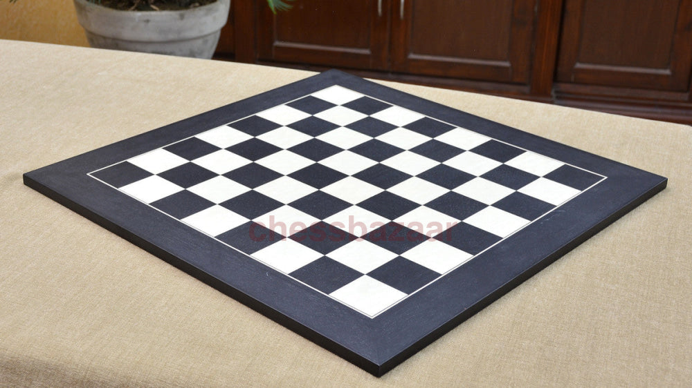Schachset – Minimalist Hermann Ohme gewichtete eingefärbten Schachfiguren aus Buchsbaumholz(König 95 mm) mit furniertem Schachbrett  aus Anigre schwarz und Ahornholz aus Indien.