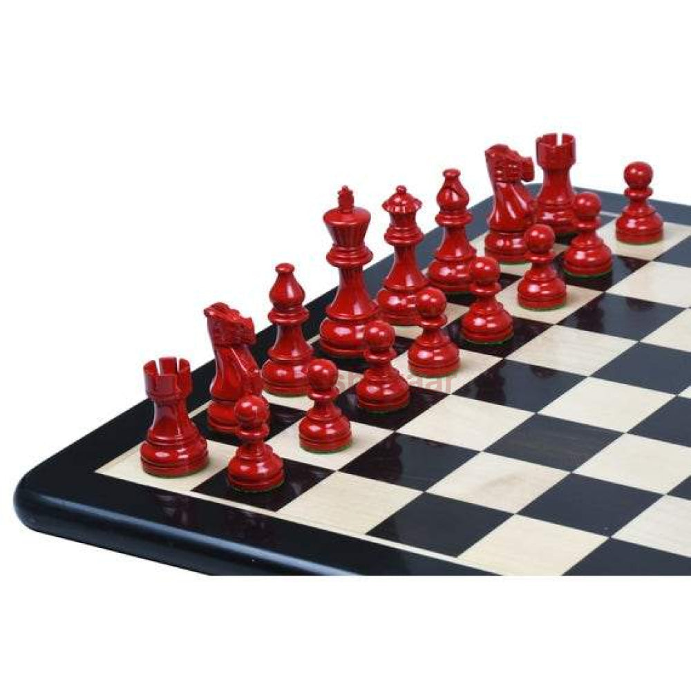 Schachset - Smokey Staunton Schachfiguren Aus Bemaltem Buchsbaumholz Kh 97 Mm Mit Einem Schachbrett