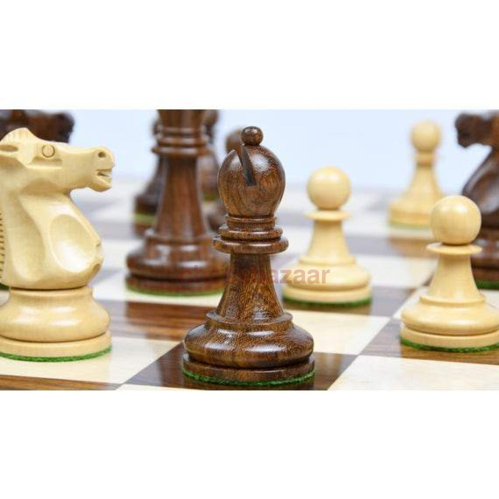 Schachset - Spasski-Fischer Staunton Turnierschachfiguren Aus Sheeshamholz Und Natur Kh 95 Mm Mit