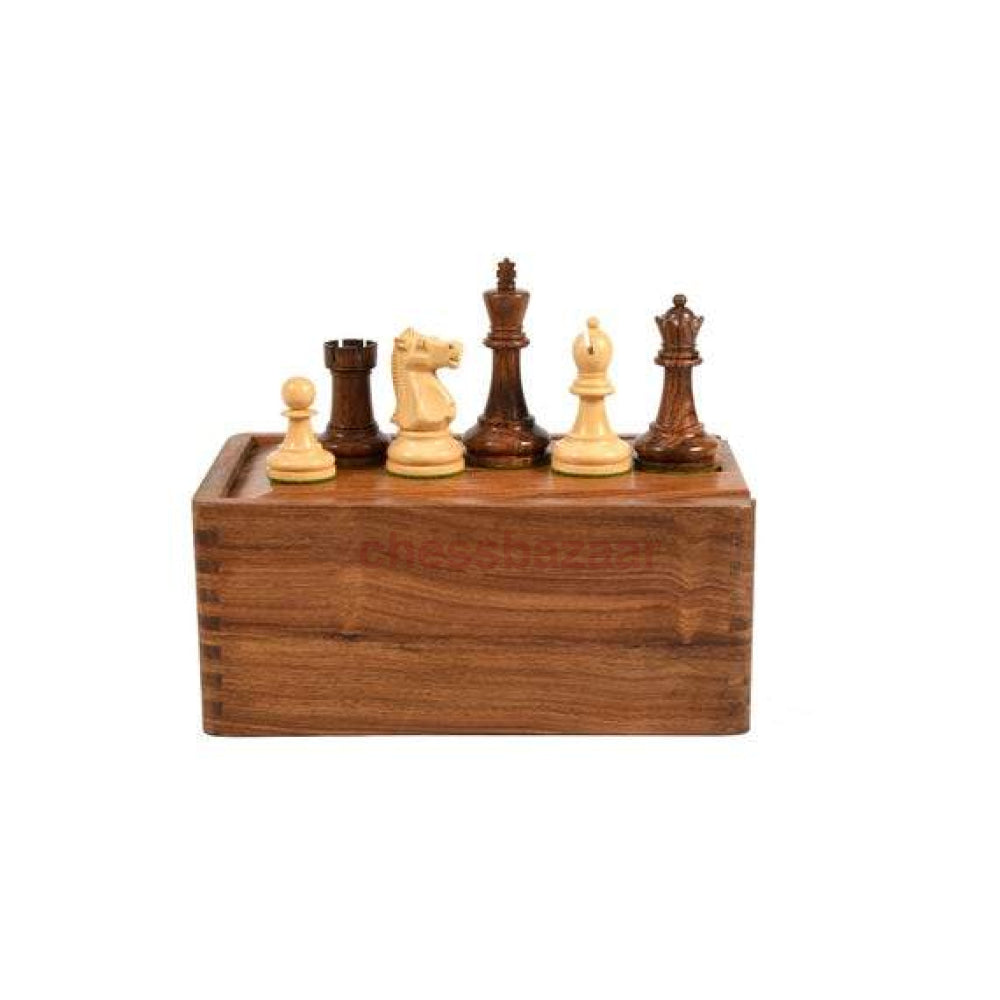 Schachset - Spasski-Fischer Staunton Turnierschachfiguren Aus Sheeshamholz Und Natur Kh 95 Mm Mit