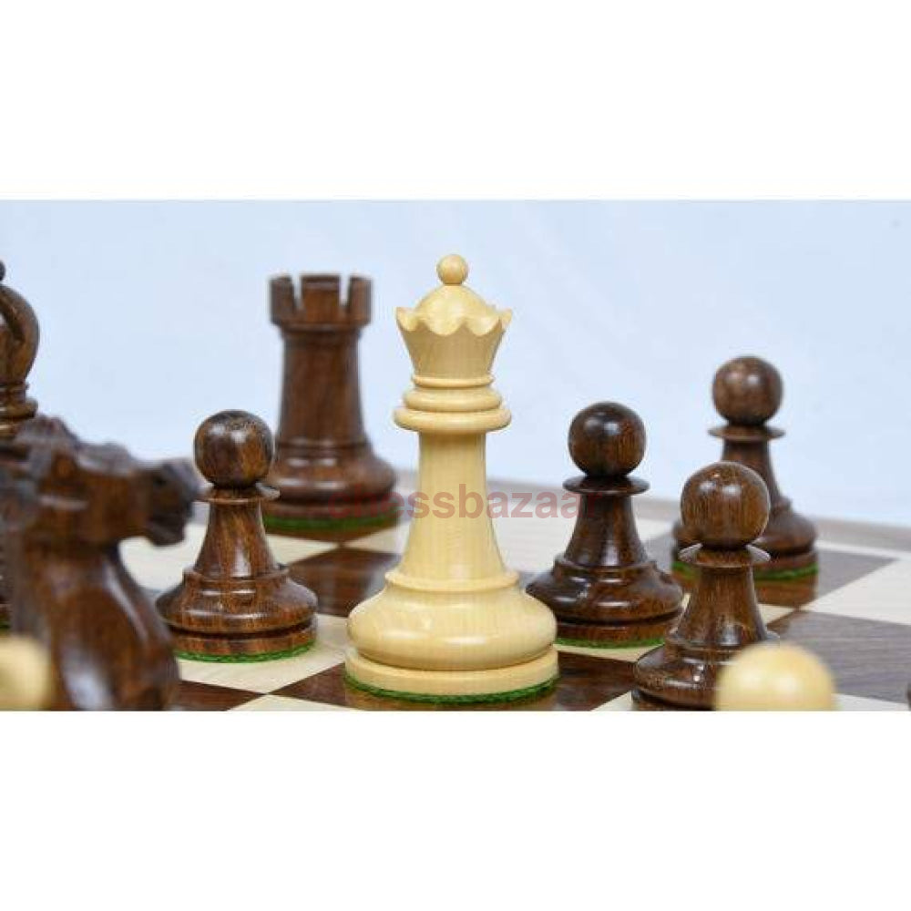 Schachset - Spasski-Fischer Staunton Turnierschachfiguren Aus Sheeshamholz Und Natur Kh 95 Mm Mit