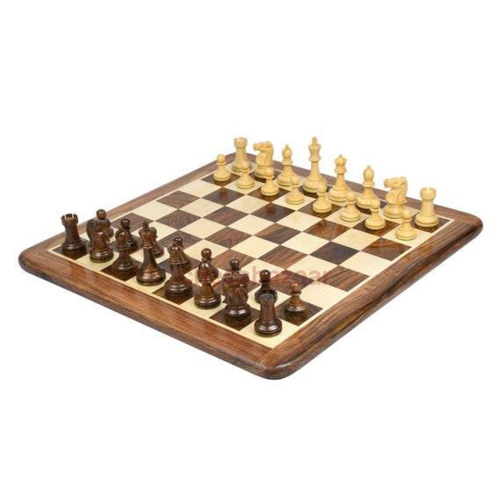 Schachset - Spasski-Fischer Staunton Turnierschachfiguren Aus Sheeshamholz Und Natur Kh 95 Mm Mit