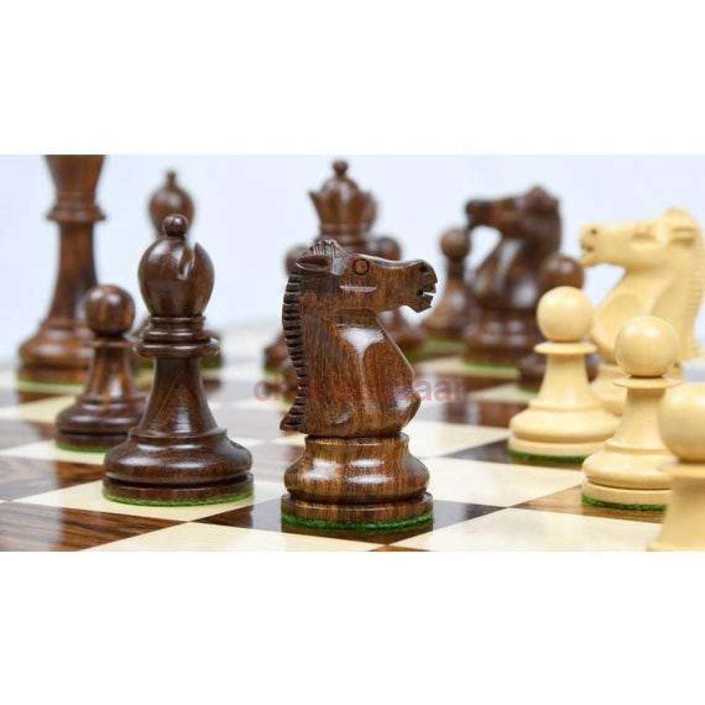 Schachset - Spasski-Fischer Staunton Turnierschachfiguren Aus Sheeshamholz Und Natur Kh 95 Mm Mit