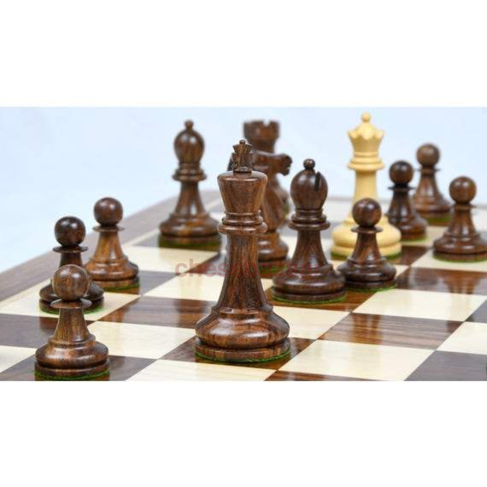 Schachset - Spasski-Fischer Staunton Turnierschachfiguren Aus Sheeshamholz Und Natur Kh 95 Mm Mit