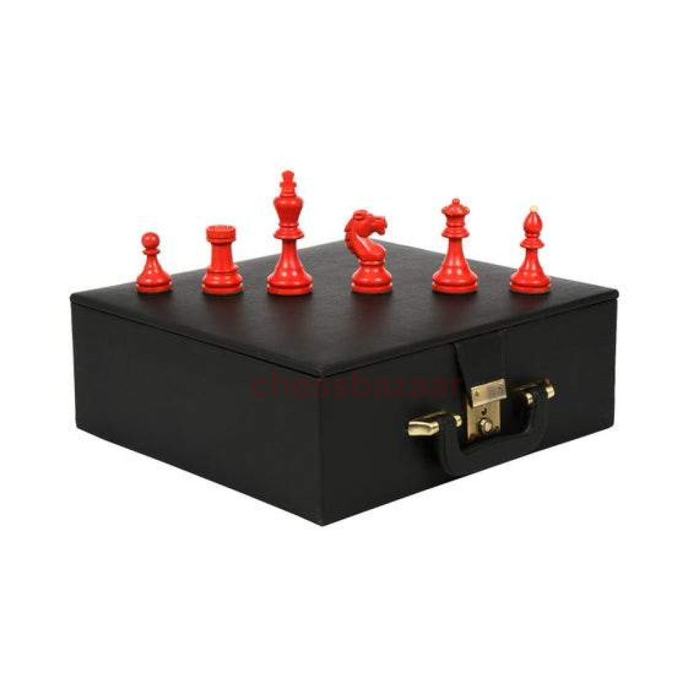 Schachspiel - Reproduzierte 1950 Bohemia Vintage Staunton Schachfiguren Aus Rot Gebeiztem