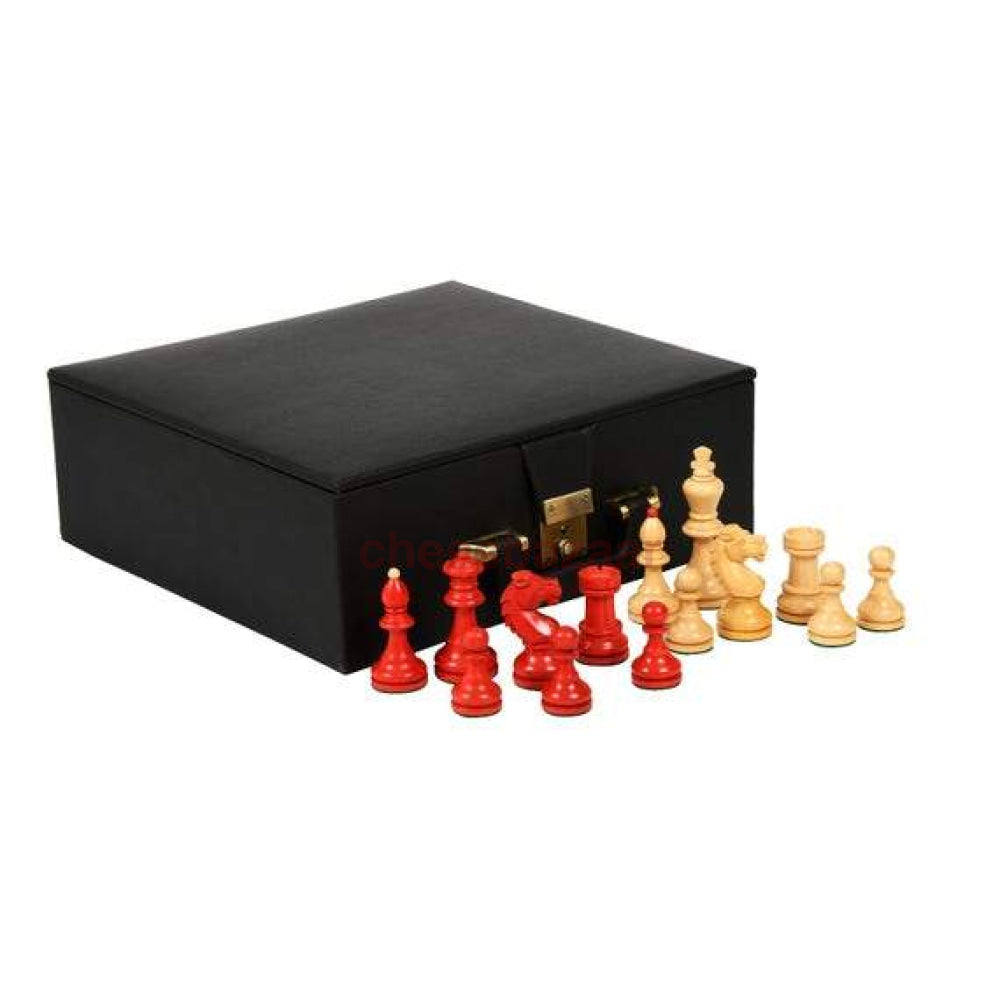 Schachspiel - Reproduzierte 1950 Bohemia Vintage Staunton Schachfiguren Aus Rot Gebeiztem
