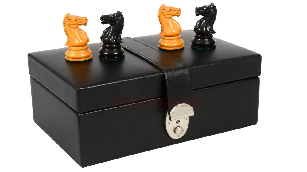 Schachspiel Reproduzierte antike 1900 Marshall Staunton Muster Schachfiguren in Ebenholz/Antik Box Holz mit King Side Stamping - 3,75