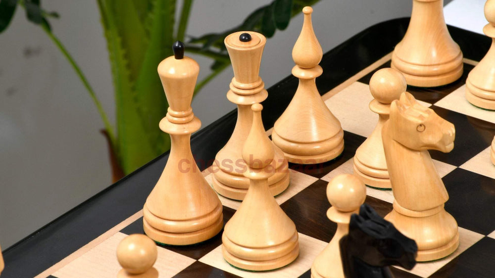 Schachspiel - Reproduzierte Sowjet-Ära 1961 Baku Schachfiguren Aus Eingefärbtem Buchsbaumholz Und