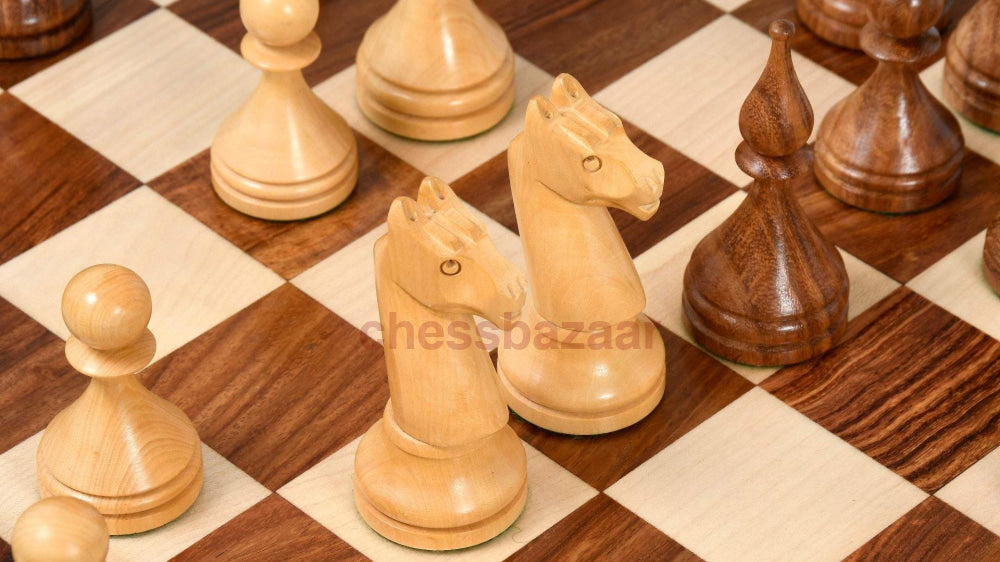 Reproduzierte Sowjet-Ära 1961 Baku Schachfiguren Aus Sheeshamholz Und Natur Kh 103 Mm
