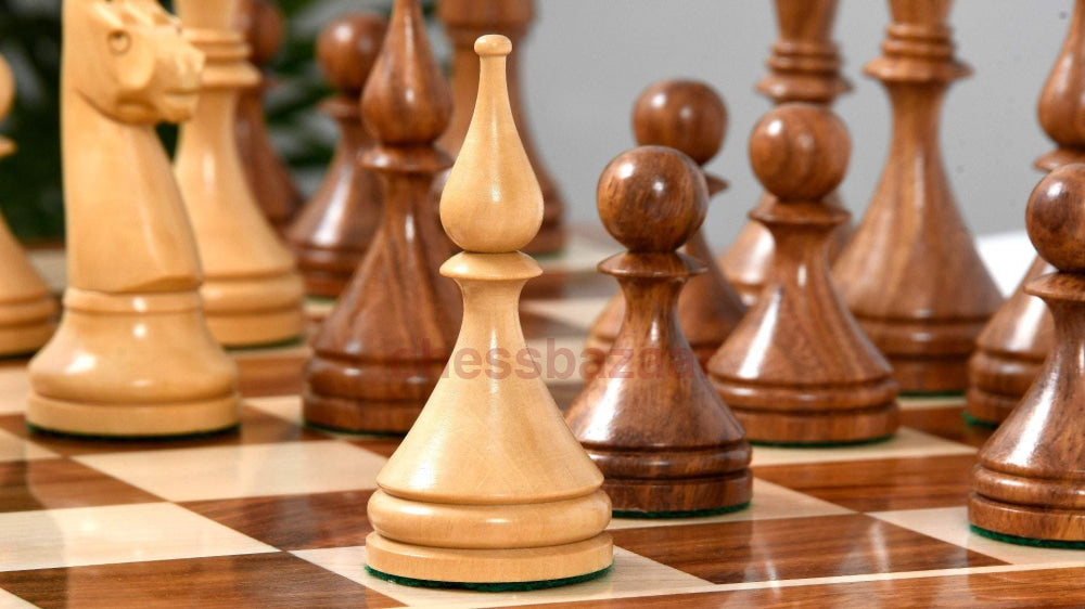 Reproduzierte Sowjet-Ära 1961 Baku Schachfiguren Aus Sheeshamholz Und Natur Kh 103 Mm