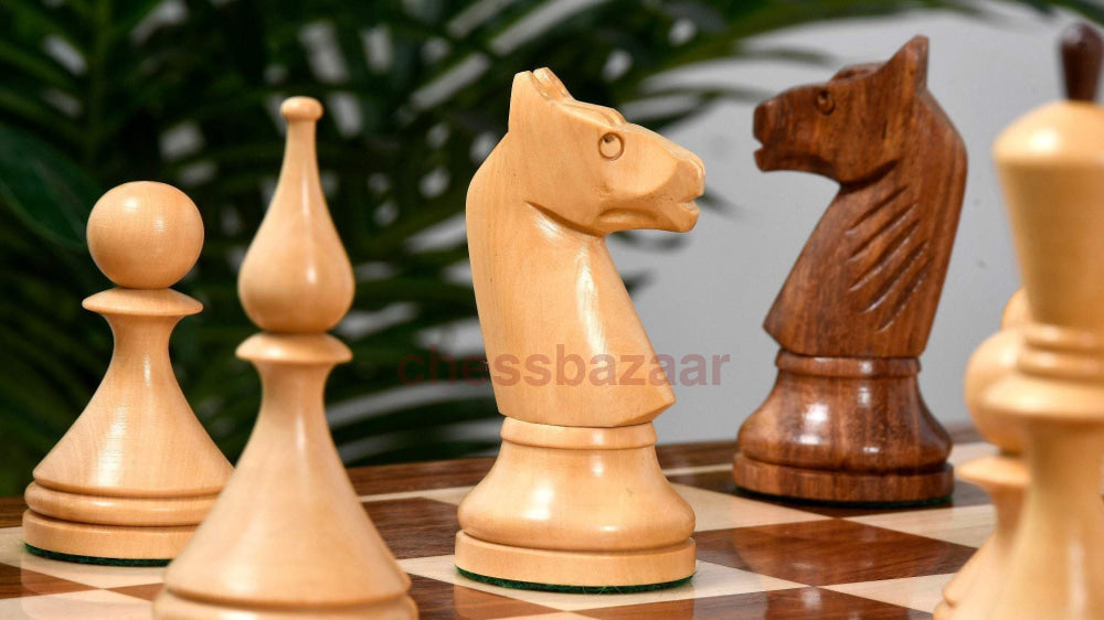 Reproduzierte Sowjet-Ära 1961 Baku Schachfiguren Aus Sheeshamholz Und Natur Kh 103 Mm