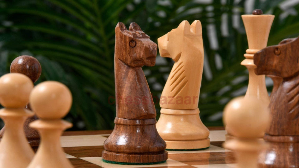 Reproduzierte Sowjet-Ära 1961 Baku Schachfiguren Aus Sheeshamholz Und Natur Kh 103 Mm