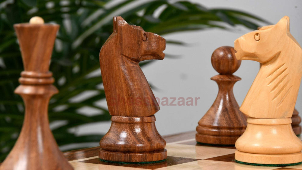 Reproduzierte Sowjet-Ära 1961 Baku Schachfiguren Aus Sheeshamholz Und Natur Kh 103 Mm