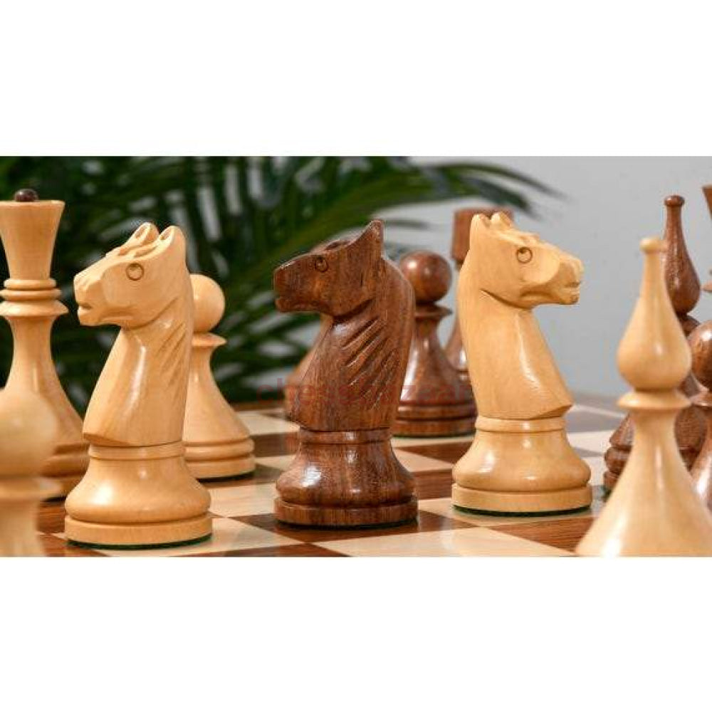 Schachspiel - Reproduzierte Sowjet-Ära 1961 Baku Schachfiguren Aus Sheeshamholz Und Natur Kh 103 Mm