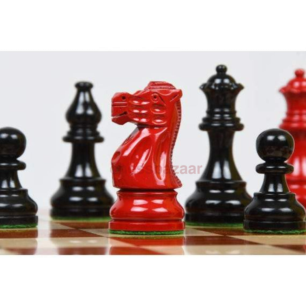 Schachspiel - Smokey Staunton Schachfiguren Aus Bemaltem Buchsbaumholz Kh 97 Mm Mit Einem