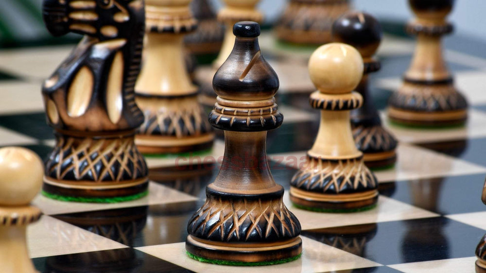 Schachspiel - Staunton-Serie:  Doppelt Beschwerte Geflammten Staunton Schachfiguren Handgedrechselt