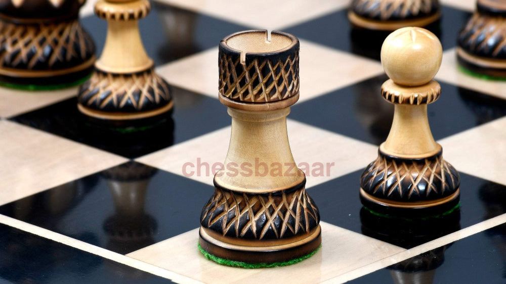 Schachspiel - Staunton-Serie:  Doppelt Beschwerte Geflammten Staunton Schachfiguren Handgedrechselt