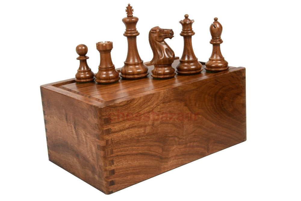 Schachspiel Staunton Serie- gewichtete handgefertigten Staunton Schachfiguren  aus Sheeshamholz und Buchsbaumholz Indien – König 100 mm Und Mit Einer Aufbewahrungsbox