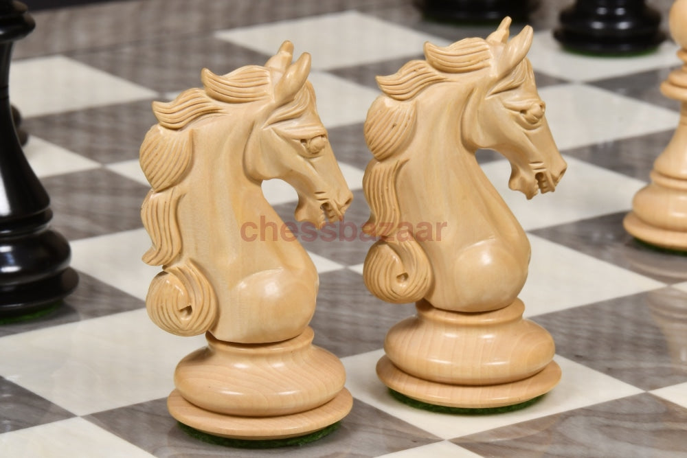 Shera Staunton Luxus Handgeschnizte Schachfiguren Aus Ebenholz Und Buchsbaumholz Kh 115 Mm - V2
