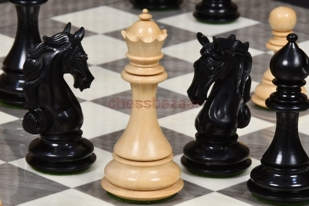 Shera Staunton Luxus Handgeschnizte Schachfiguren Aus Ebenholz Und Buchsbaumholz Kh 115 Mm - V2