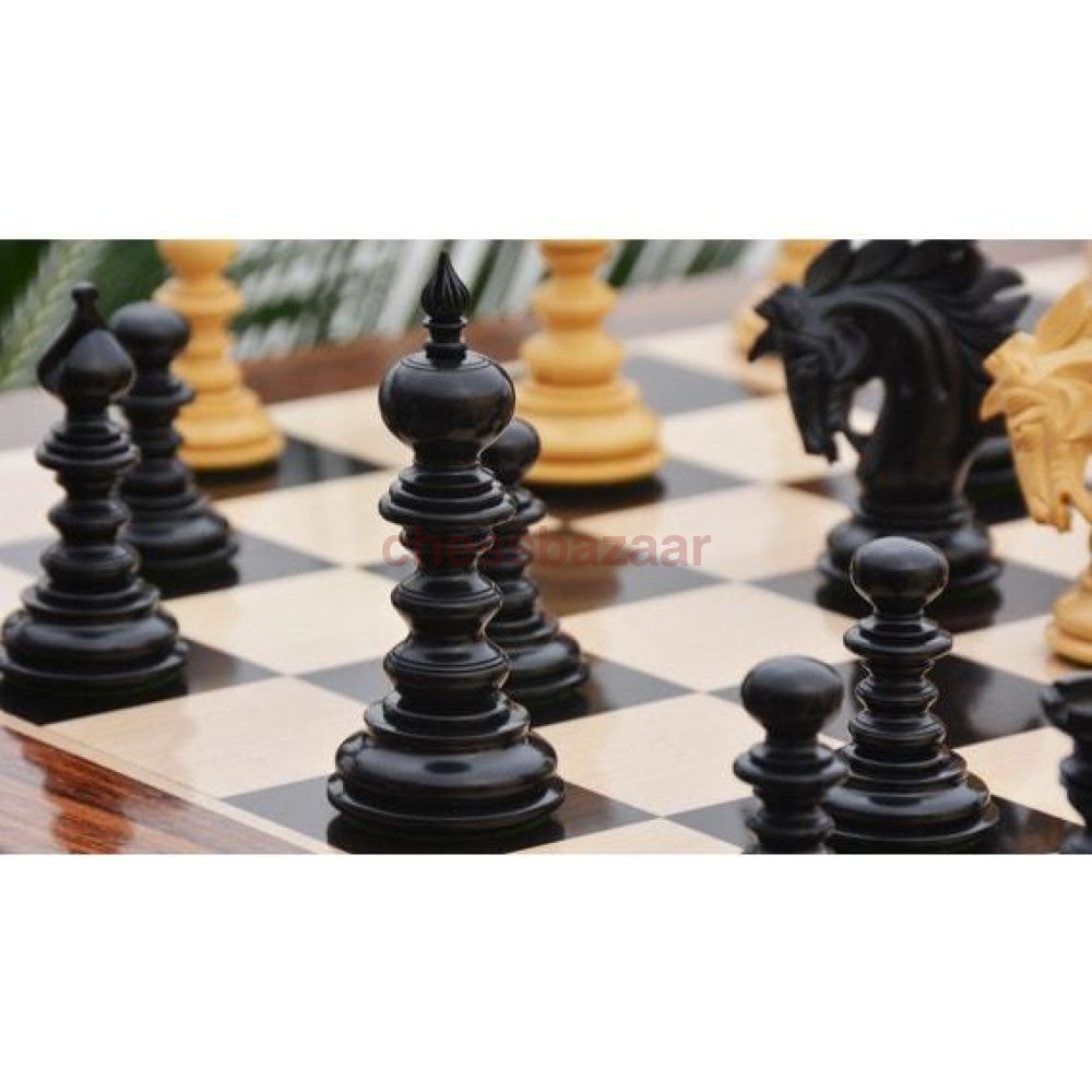 St. Petersburg Luxus Handgschnitzte Schachfiguren Aus Ebenholz Und Natur - Kh 107 Mm