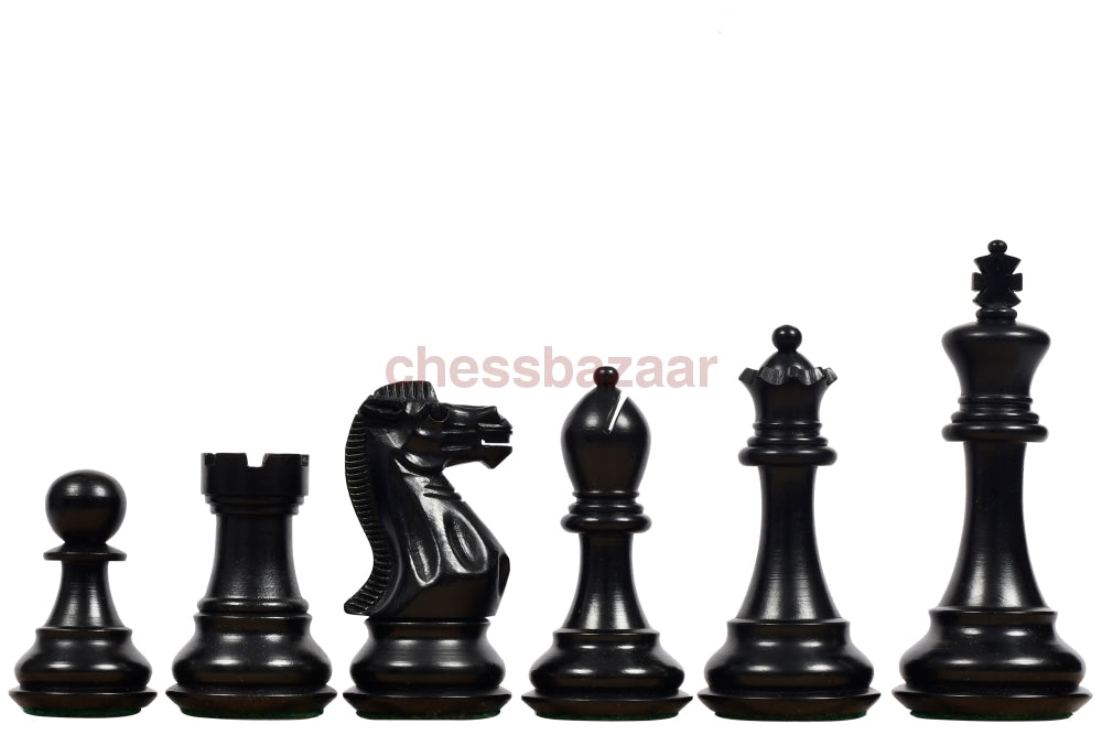 Staunton-Serie - gewichtete handgefertigten Staunton Schachfiguren  aus gebeiztem Buchsbaumholz und Natur, Indien – KH 100 mm