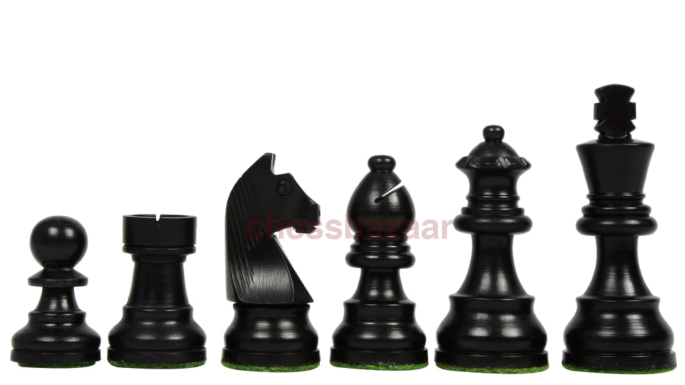 Staunton Turnier Figuren: Handgeschnitzte Schachfiguren mit deutschen Springern aus schwarz gebeiztem Buchsbaumholz und Natur – KH 77 mm