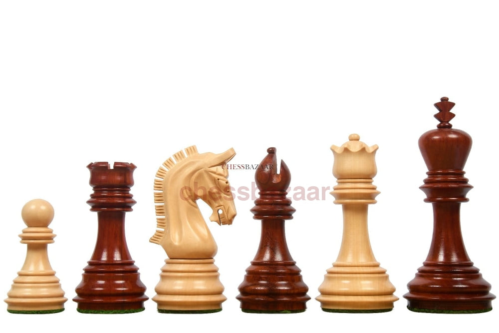 The New Imperial Weighted Staunton Chess Pieces in Bud Rosewood and Boxwood - 3.75
