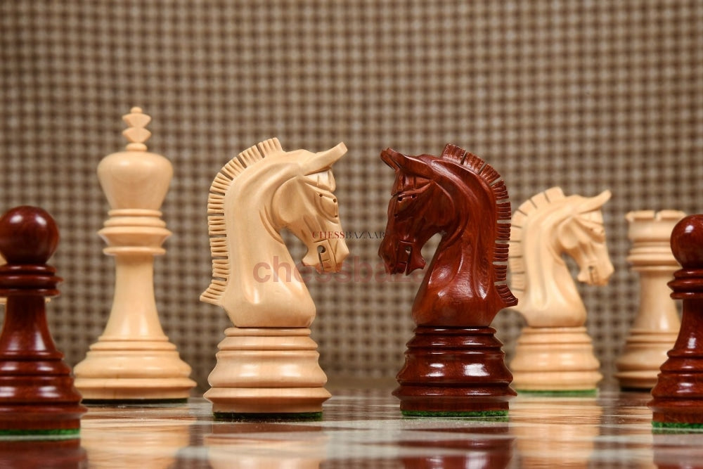 The New Imperial Weighted Staunton Chess Pieces In Bud Rosewood And Boxwood - 3.75 King With Extra