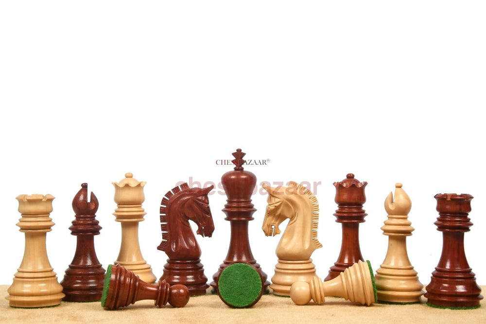 The New Imperial Weighted Staunton Chess Pieces In Bud Rosewood And Boxwood - 3.75 King With Extra