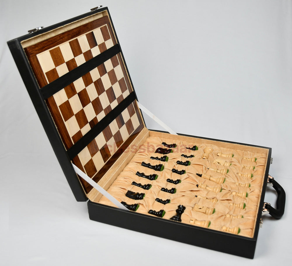 The Old Russian Zagreb 3.1 Inch Chess Set In Ebonized Boxwood With 15 Wooden Sheesham Chessboard &